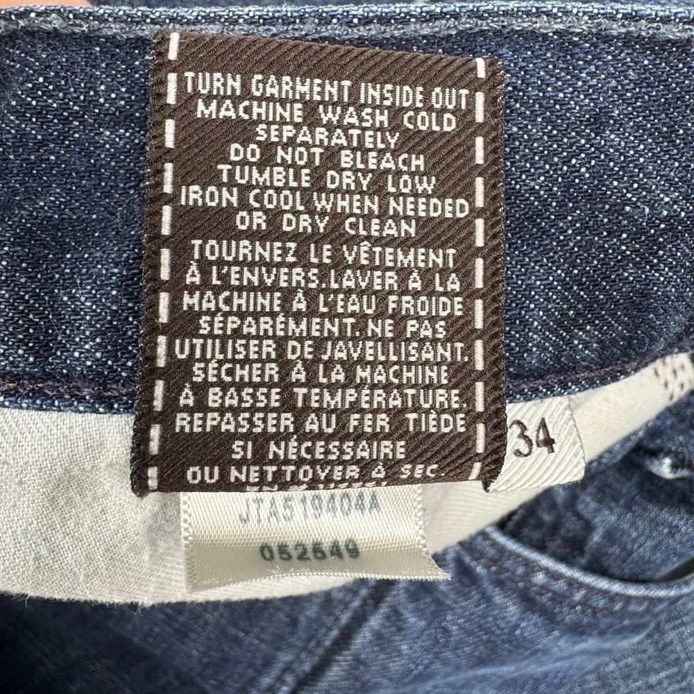 7 For All Mankind Standard Straight Jeans Mens 34 Blue Dark Wash Whiskered 34x29